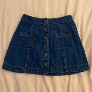 Denim mini button down skirt